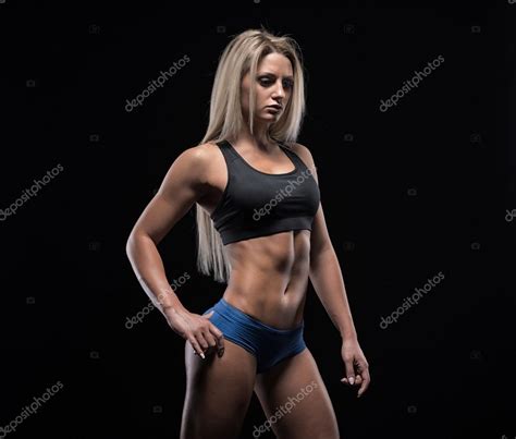 Attractive Fitness Woman Trained Female Body Lifestyle Portrai Stock Photo By Bondarchik