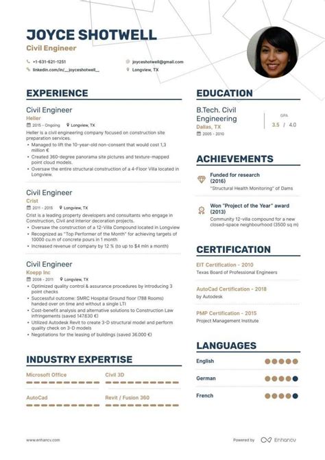 English student with a very strong academic record, extensive international experience and 5 months of internship experience seeking funds to obtain further graduate education in american poetry. 10 Civil Engineer Resume Mannequin di 2020