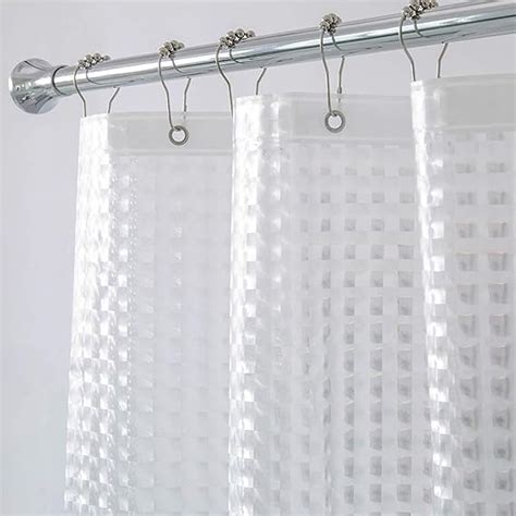 Aimjerry Heavy Duty Clear Shower Curtain Liner Set For Bathroom With 12 Hooks 3d Eva Waterproof