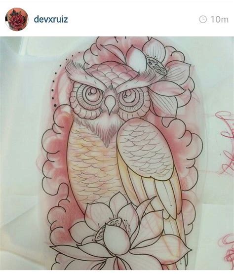 Owl Lotus Owls Tatting Tattoo Ideas Female Sketch Drawings Picture