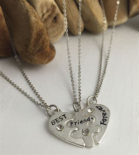 Best Friends Forever 3 Part Necklaces Friendship Pendants Uk Stock New