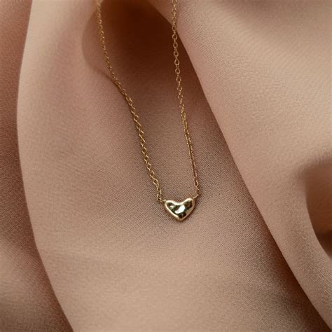 14k Solid Gold Heart Necklace Small Gold Heart Necklace Etsy
