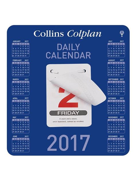 Collins Colplan 2017 Daily Block Desk Calendar Uk Office