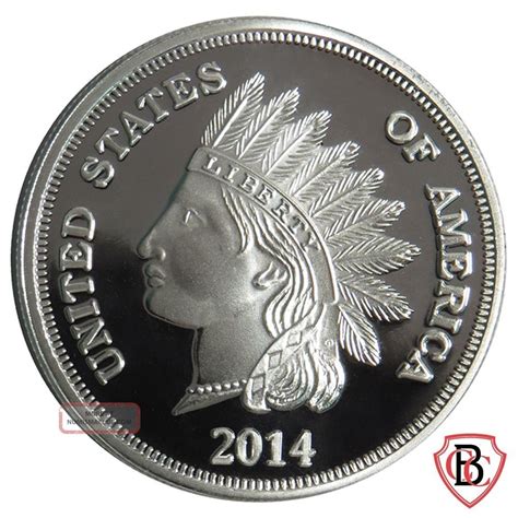 1 Indian Head Cent Design Silver Coin One Troy Ounce 999 Fine 1 Oz