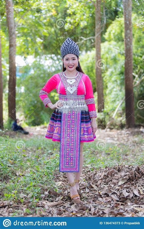 Hmong Girl In Beautiful Dress Colorful And Fashion Mixed Between New And Old Culture ,is ...