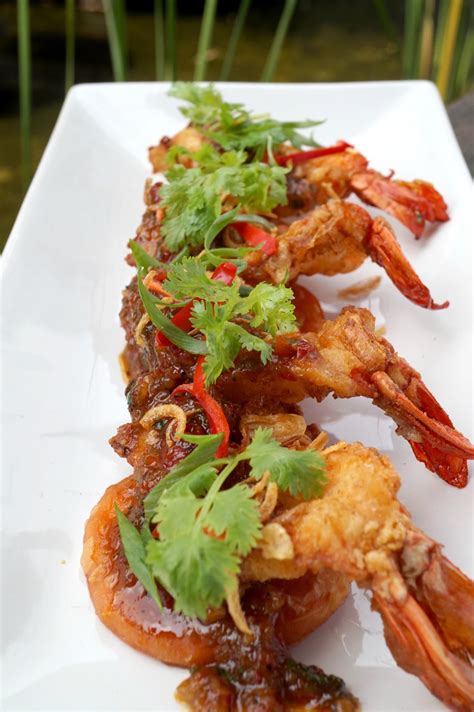 Deep Fried Tiger Prawns With Spicy Chili Sauce Tamarind Hill Food