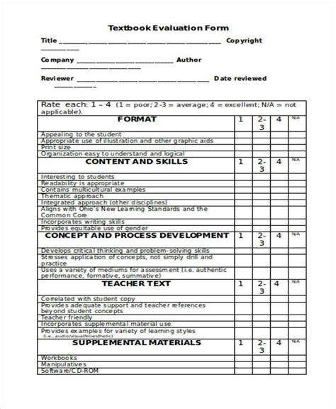 Free Sample Evaluation Form In Pdf Ms Word Excel Vrogue