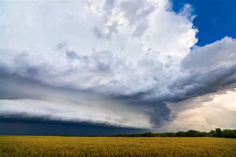 A Shelf Cloud And Severe Storm Filled With Rain And Hail Approach A