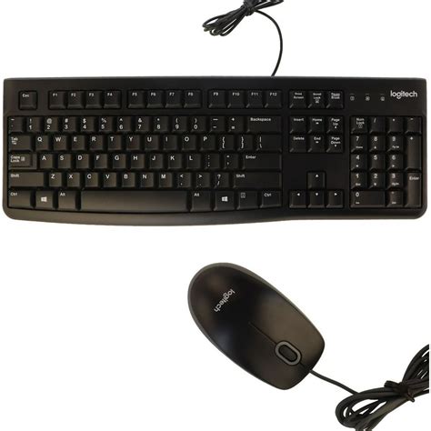 Logitech Mk120 Desktop Corded Mouse And Keyboard Combo Set Black