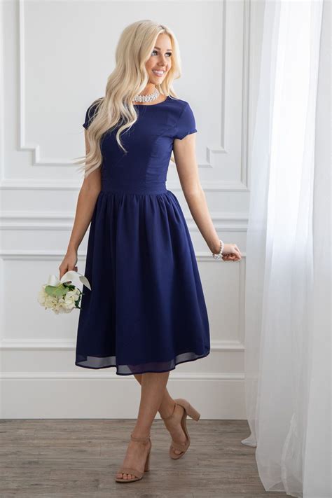 Jenclothings Lucy Semi Formal Modest Dress In Navy Blue Semi