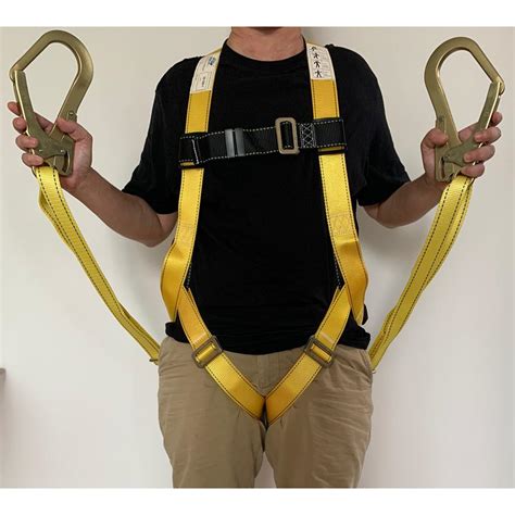Full Body Safety Harness With Shock Absorbing Double Adjustable Lanyard