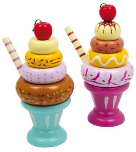 Wooden Toys Play Food Ice Cream Sundae Ice Lollys Play Kitchen