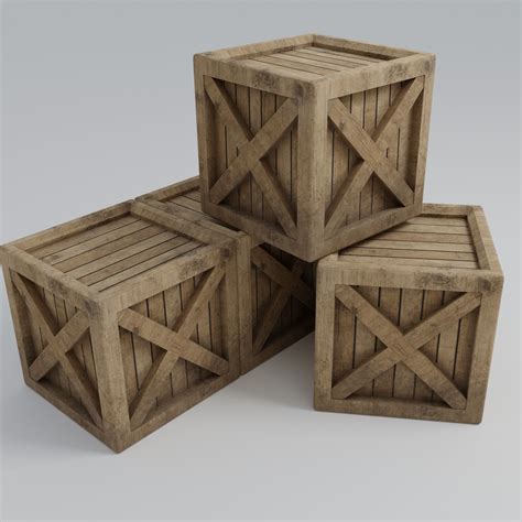 3d Model Wooden Crate Vr Ar Low Poly Cgtrader