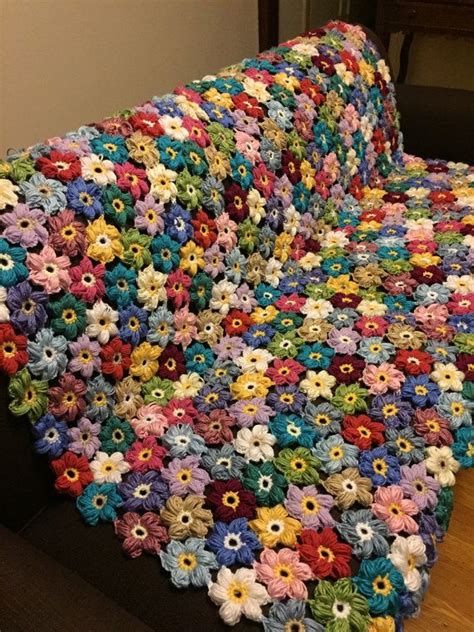 Crocheted Colorful Flower Afghan Blanket Throw Made To Order