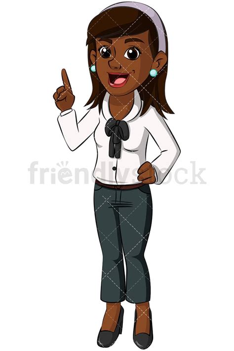 Black Business Woman Making Point Vector Cartoon Clipart Friendlystock