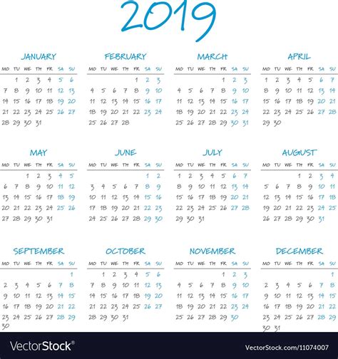 Year Calendar 2019 Qualads