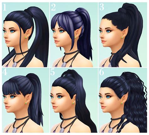 Fave Long High Ponytails 1 2 3 4 5 6 Sims 4 Sims Sims