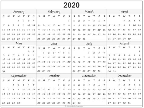 4 Year Calendar 2020 To 2020 Month Calendar Printable