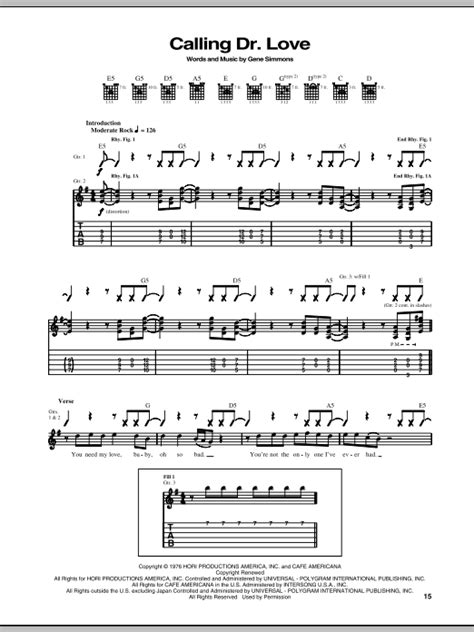 Calling Dr Love By Kiss Guitar Tab Guitar Instructor
