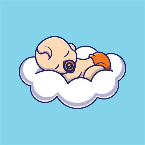 Cute Baby Sleeping On Cloud Pillow Cartoon Icon 15262320 Vector Art At