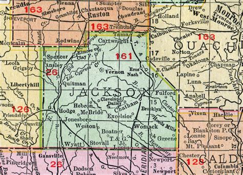 Jackson Parish Louisiana 1911 Map Rand Mcnally Jonesboro Vernon