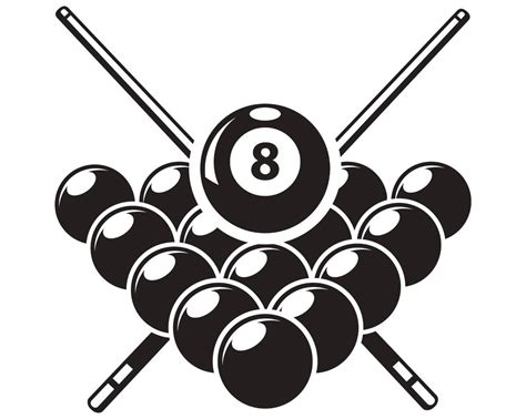 Billiards Pool Logo Sticks Crossed Rack Eight Ball Sports Game SVG
