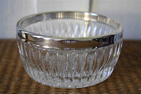 Silver Rimmed Bowl Crystal Etsy