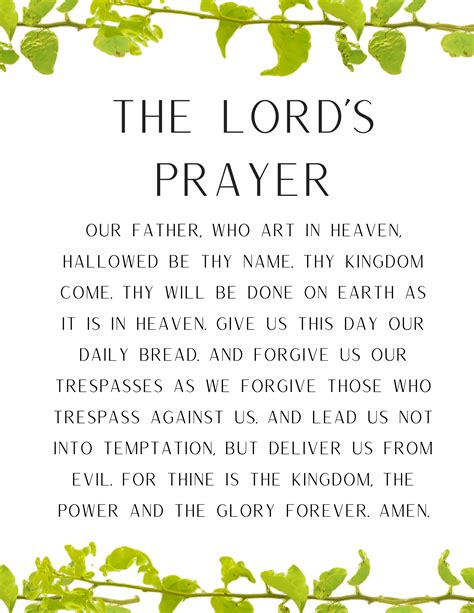 Free Printable The Lords Prayer