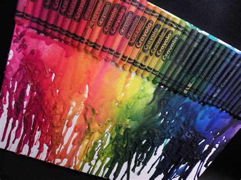 11x14 Rainbow Melted Crayons On Canvas By Rockymountainaccents