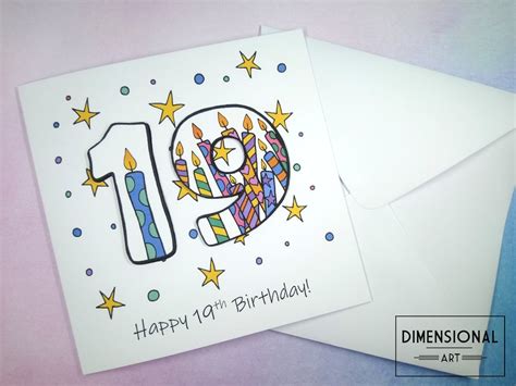 19th Birthday Card Happy 19th Birthday Nineteen Today 19 Etsy Uk