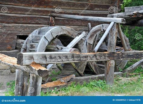 Vintage Water Mill Wheel Stock Photo Image Of Mechanics 32688952