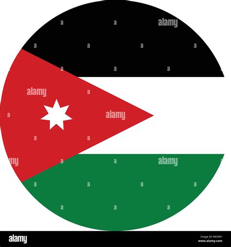 Vector National Round Flag Of Jordan Jordanian Symbol Stock Vector