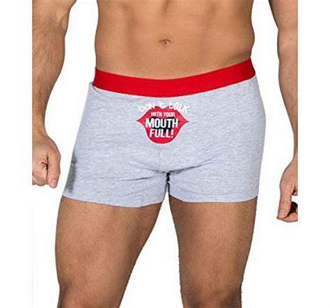Ann Summers Mens Dont Talk With Your Mouth Full Grey Boxer Shorts Novelty T Review Compare