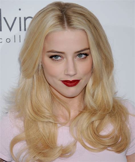 Amber Heard Long Straight Light Golden Blonde Hairstyle With Light