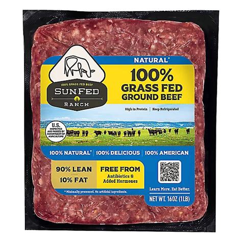 Sunfed Ranch Grass Fed Beef Ground Beef Brick 90 Lean 10 Fat 1 00 Lb Haggen