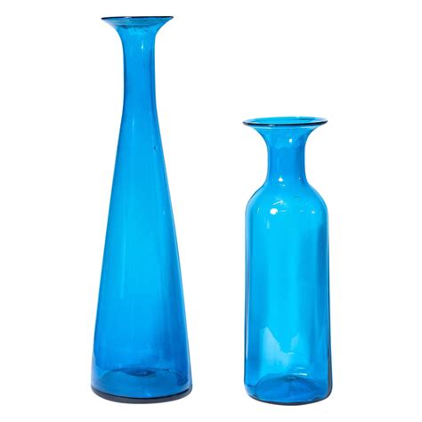 Vintage Blue Blenko Vases A Pair Chairish