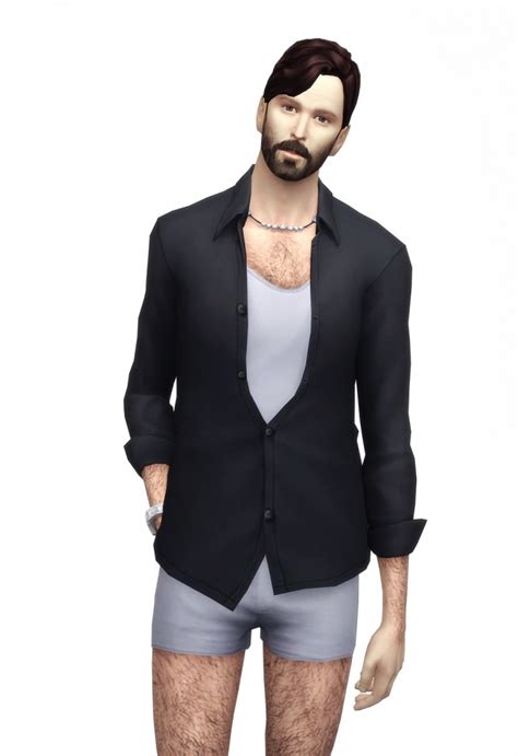 Hunky Open Shirt With T Shirt 25 Colors At Rusty Nail Sims 4 Updates