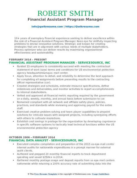 Use our professional assistant finance manager resume sample. Assistant Program Manager Resume Samples | QwikResume