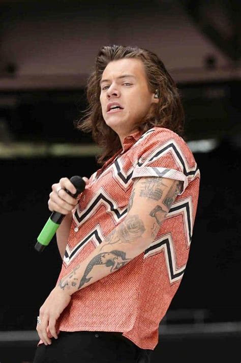 Love banner (now covered by one of the sparrow on his chest) by his left shoulder. Ultimate Harry Styles Tattoo Guide - All Ink Work & Meanings