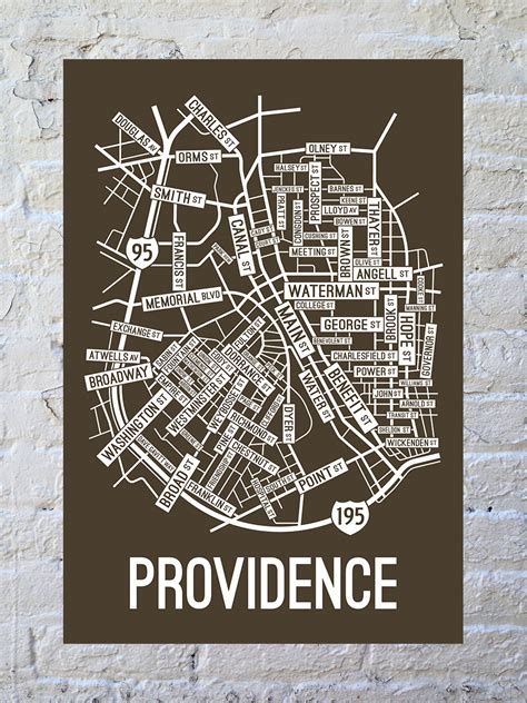 Providence Rhode Island Street Map Large Poster School Street Posters