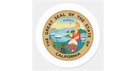 California State Seal And Motto Classic Round Sticker Zazzle