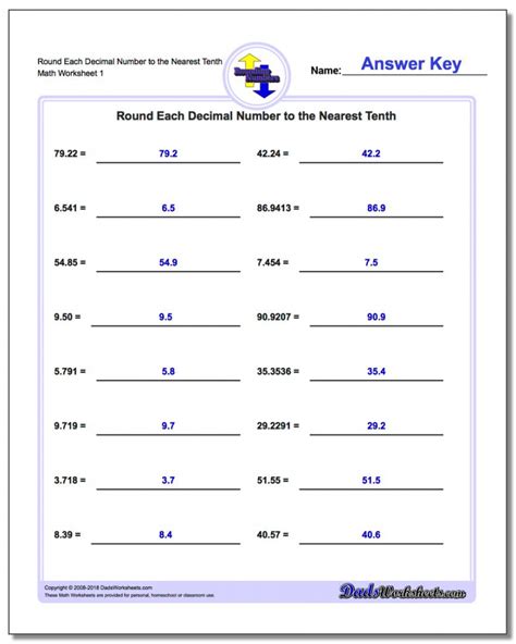 Rounding Numbers Math Worksheets Printable