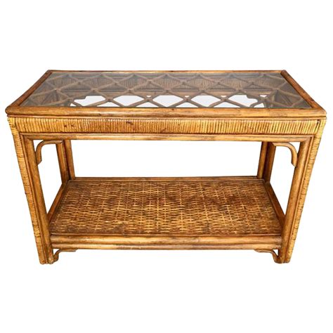 Gently used, vintage, and antique rattan console tables. Rattan and Glass Console Table | Chairish