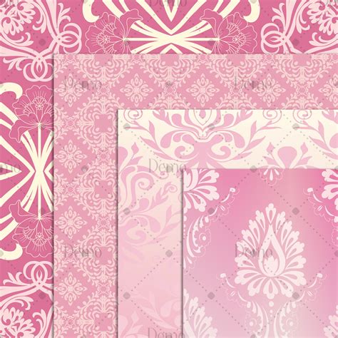 16 Pink Damask Texture Papers Ombre Paper Luxury Paper Digital