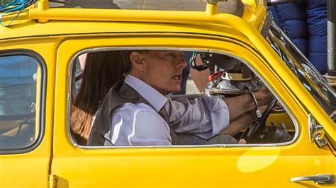 Tom Cruise Films A High Speed Action Scene In A Yellow Fiat 500 In Rome