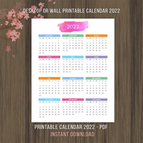 Planner Printable Calendar 2021 2022 Desktop Calendar Wall Etsy