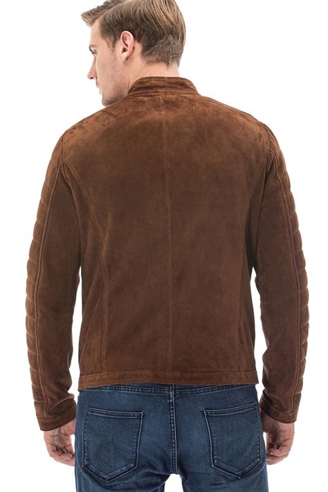Mens 100 Real Brown Leather Suede Jacket