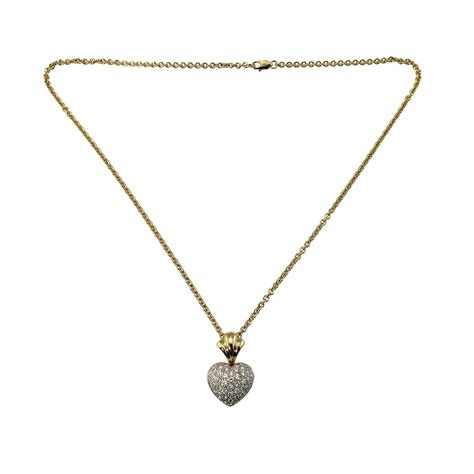 18 Karat Yellow Gold Diamond Heart Pendant Necklace For Sale At 1stdibs