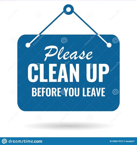 Please Clean Up Before You Leave Vector Sign Stock Vector
