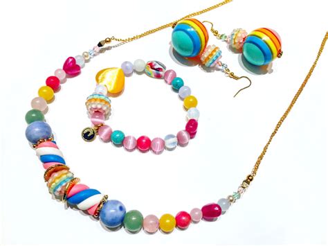I Want Candy Necklace Bracelet Earrings Jewelry Set Beaded